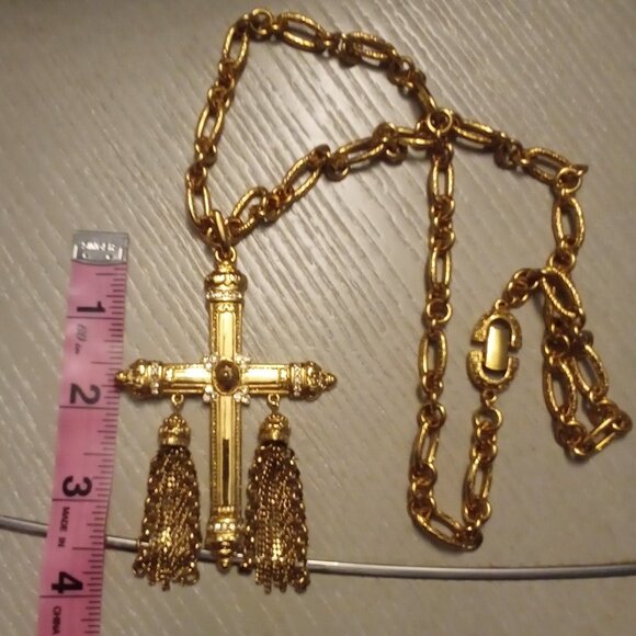Givenchy Vintage LARGE Crystal Cross Necklace RARE Collector Piece - Picture 6 of 16